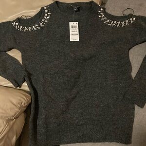 INC brand NWT Cold-shoulder light Sweater in Heather Onyx